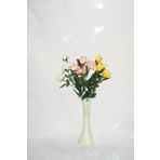 M3Decorium Krem Rengi İşlemeli 3 Renk Gül 40cm Vazo