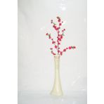 M3Decorium Krem Rengi İşlemeli Fuşya Bahar Dalı 60cm Vazo