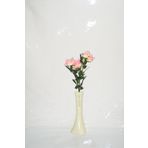 M3Decorium Krem Rengi İşlemeli Pembe Gül 40cm Vazo