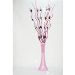 M3Decorium Pembe Desenli Uzun 5 Adet Beyaz Üzüm 5 Adet Fuşya Dal 60cm Vazo