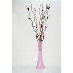 M3Decorium Pembe Desenli Uzun 5 Adet Beyaz Üzüm 5 Adet Kahve Dal 60cm Vazo