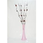 M3Decorium Pembe Desenli Uzun 5 Adet Beyaz Üzümlü 5 Adet Krem Dal 60cm Vazo