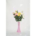 M3Decorium Pembe İşlemeli 3 Renk Gül 40cm Vazo