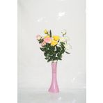M3Decorium Pembe İşlemeli 3 Renk Gül 40cm Vazo