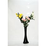 M3Decorium Siyah Desenli Üç Renk Gül 60cm Vazo