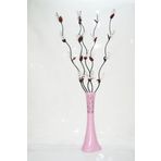 M3Decorium Uzun Pembe Desenli 5 Adet Beyaz Üzüm Çiçek 60cm Vazo