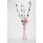 M3Decorium Uzun Pembe Desenli 5 Beyaz Salkım Üzüm 6 Pembe Ortanca 60cm Vazo