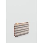 M77070370 Mango Çizgili Bozuk Para Cüzdanı Orta Kahverengi
