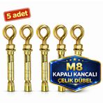 M8 Kapalı Ağızlı Çelik Dübel, 9.5 cm, Tavan Asma ve Avize Montajı için, 5 Adet
