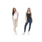 MA ananas Kadın Kare Yaka Askılı İkili Paket Siyah Beyaz Bluz