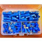 Maasco 100 Parça Tam Izoleli Dışı ve Erkek Terminal Seti Kablo Pabucu Mavi (1.5-2.5 Mm2)