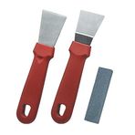 MABAHON 2 adet temizleme kazıyıcı, cam ocak, seramik kazıyıcı aleti, buzdolabı, sofra takımı, fırın, ocak, indüksiyon ocak, bileme taşlı (düz + bükme versiyonu) kırmızı