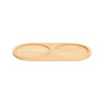 Mabelme 2 Bölmeli Oval Doğal Bambu Sunum Tabağı - 23X12 cm Yuvarlak Hatlı Çerezlik, Sosluk ve Kahvaltılık - Option-1 - 51R-Turuncu
