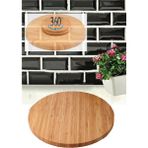Mabelme 30 cm Bambu Ahşap Döner Tabanlı Servis Tabağı Dönerli Stantlı Sunum Tahtası - Option-1 - 51R-Turuncu