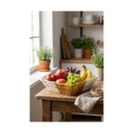 Mabelme Buffer Kare Dalgalı Çift Renkli Plastik Sepet, Ekmek ve Meyve Sepeti, 25X25X8 Cm, Yıkanabilir, Iç Içe Geçebilen, 3 Parça - Kestane Akaju - Option-1
