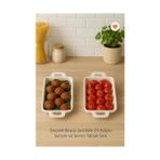 Mabelme Life 2 Li Kulplu Seramik Beyaz Sosluk Meze Çerez Meyve Sunum Tabağı Kahvaltı Seti MIT1272 - Option-1 - 51R-Turuncu