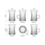 Mabelme Lüks Kulplu Çay Fincanı 6 Adet | Kristal Berraklığında Cam | Estetik ve Ergonomik Tasarım Çay Bardağı Seti - 0 - Siyah - Option-1