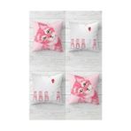 Mabelme Pelangi Kedili Balonlu Kedi Desenli Gizli Fermuarlı Kırlent Kılıfı Koltuk Yastık Kılıfı TAKIM(4ADET), Pembe-Beyaz 43 x 43 - Option-1 - 001-Renkli