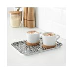 Mabelme Sunumluk Mini Tepsi 20X28 cm Siyah-Beyaz Melamin Laminat - Kestane Akaju - Option-1