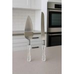 Mabeyn 2li Kristal Mika Saplı Pasta Servis Seti Spatula Bıçak Servis Seti - Kestane Akaju - Option-1
