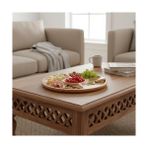 Mabeyn 5 Bölmeli Bambu Servis Tabağı (30 Cm) | Yuvarlak Peynir, Şarküteri, Kahvaltılık ve Çerez Sunum Tepsisi | Doğal Ahşap Meze Tabağı - Option-1 - 51R-Turuncu