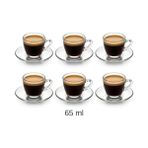 Mabeyn 6 Kişilik Şeffaf Cam Kahve Fincan Takımı - 12 Parça Modern Espresso ve Türk Kahvesi Seti - Isıya Dayanıklı Cam Fincan ve Tabak Seti - 001-Renkli