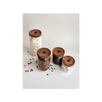 Mabeyn Ahşap Kapaklı 4 Lü Cam Saklama Kabı -Kavanoz 1000-700-500-300 ml - 000-Siyah - 1 Adet - Option-1