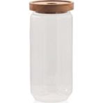 Mabeyn Ahşap Kapaklı Cam Saklama Kabı 1000 ml - 000-Siyah - 1 Adet - Option-1