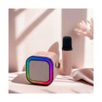 Mabeyn Bluetooth Hoparlör Karaoke Mikrofonlu Ses Bombası Işıklı Speaker (Pembe) - Option-1