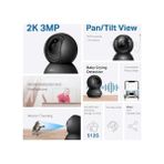 Mabeyn C211 2k 3mp Yatay ve Dikey Ev Güvenliği Wi-Fi Kamerası, Gece Görüşü, IP66 Su Geçirmez, Siyah Renk + 64GB Kioxia Microsd Bellek - Option-1