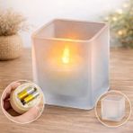 Mabeyn Cam Kavanoz Içinde Pilli LED Mum | Gerçekçi Alev Efekti | 2x Aaa Pil ile Çalışır (Piller Dahil Değildir) | Dekoratif ve Güvenli Işık - 1 - 10 W - Altın