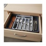 Mabeyn Deconox Çift Taraflı Açılır Çekmece Içi Kaşıklık ve Organizer - Modüler Sürgülü Mutfak Düzenleyici - Açık Gri ve Antrasit Renk - Kapalı 31 cm Açık 52 cm - Kestane Akaju - Option-1