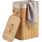 Mabeyn Deconox El Yapımı Hasır Katlanır Çamaşır Sepeti Dikdörtgen 72 Litre (40CM*30CM*61CM), Doğal Malzemeden Üretilmiş Çamaşırlık, Bambu Kirli Çamaşır Sepeti - 1 kg