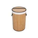 Mabeyn Deconox El Yapımı Hasır Katlanır Çamaşır Sepeti Yuvarlak 55 Litre (35CM*35CM*61CM), Doğal Malzemeden Üretilmiş Çamaşırlık (Natural) - 1 kg