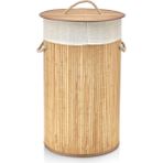 Mabeyn Deconox El Yapımı Hasır Katlanır Çamaşır Sepeti Yuvarlak 55 Litre (35CM*35CM*61CM), Doğal Malzemeden Üretilmiş Çamaşırlık (Naturel) - 1 kg