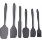 Mabeyn Deconox Silikon Mutfak Yardımcısı, 6 Adet Silikon Spatula, Çorba Kaşığı, Fırın Fırçası, Spatula, Isıya Dayanıklı ve Yapışmaz, Paslanmaz Çelik ve Dikişsiz Tek Parça Tasarım Siyah-Gri-Kırmızı (Gri) - Kestane Akaju - Option-1