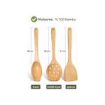 Mabeyn Doğal Bambu Ahşap Mutfak Kaşık ve Spatula Seti, Isıya Dayanıklı, Tava Çizmeyen, Ergonomik Saplı, Çevre Dostu Ahşap Mutfak Gereçleri, Kızartma, Sote, Makarna ve Yemek Karıştırma Için Uygun 3’lü Set - Kestane Akaju - Option-1