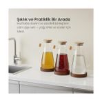 Mabeyn Kesten 900 ml Cam Yağdanlık | Ahşap Kapaklı ve Altlıklı | Şeffaf, Pratik Mutfak Yağ ve Sirke Şişesi - 0 - Siyah - Option-1