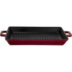 Mabeyn Lava Döküm Dikdörtgen Izgara Tavası Döküm Demir Yekpare Çift Kulplu Ölçü 26X32CM.-BORDO - Option-1 - --