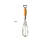 Mabeyn Mallart® Ahşap Saplı Paslanmaz Çelik Çırpıcı – 2’si 1 Arada Mutfak Aleti, Yumurta Çırpıcı ve Şişe Açacak, 35 cm Ergonomik Tasarım, Dayanıklı Tel Karıştırıcı - Option-1 - 001-Renkli
