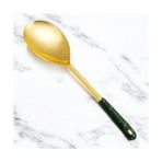 Mabeyn Mermer Desenli Gold Servis Kaşığı, 304 Kalite 18/10 Paslanmaz Çelik, Sunum Masa Sofra Yemek Servis Kaşığı (Yeşil) - Kestane Akaju - Option-1