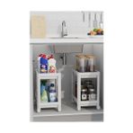 Mabeyn Mithra Life 2 Adet 2 Katlı Tekerlekli Tezgah Altı Beyaz Banyo Mutfak Rafı MIT1120 - 00 Beyaz - Option-1
