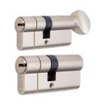 Mabeyn | Ortak Anahtarlı Bilyalı Tuzaklı 2'li Set Kilit Göbeği, Mandallı - Mandalsız Set, Çelik Kapı Göbeği (68 Mm, Nikel) - 001-Renkli - 100 x 100 cm