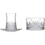 Mabeyn Paşabahçe Timeless Çay Takimi ve Timeless Çerezlik Kase, 4 Parça, Şeffaf, 255 cc - 1/100 Toz Ceviz