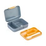 Mabeyn Promosyonca 2 Katlı Bento Öğle Yemeği Kutusu, 1.6 Litre, 3 Bölmeli, Bpa Içermeyen Pp Plastik, Çatal Bıçak Kaşık Hediyeli (Gri) - Kestane Akaju - Option-1
