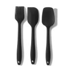 Mabeyn Promosyonca Siyah Silikon Mutfak Aletleri Seti, 2 Spatula ve 1 Fırça, 3 Parça - Kestane Akaju - Option-1