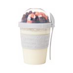 Mabeyn Renkli Take And Go Kaşıklı Hazneli Meyveli Yoğurt Kabı Piknik Iş Atıştırmalık Diyet Müsli Granola Süt Bardağı (Turkuaz) - Kestane Akaju - Option-1