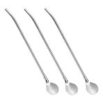 Mabeyn Smartizi 7 Parça Paslanmaz Çelik Metal Pipet ve Kaşık Pipet Seti - Esnek Temizleme Fırçalı Yeniden Kullanılabilir Çevre Dostu Set - Option-1 - 0 - Siyah