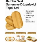 Mabeyn Smartizi Oval Doğal Bambu Sunum Tabağı - 23X12 cm Yuvarlak Hatlı Düz Servis Tepsisi - Sushi, Tatlı ve Kahve Sunumluk - Kestane Akaju - Option-1