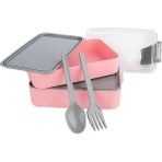 Mabeyn Titiz Plastik Orjinal Fely Beslenme Kabı,yetişkinler/çocuklar Için, Bölmeli, Yemek Kutusu, Paket Bölücü, Çatal Kaşık Takımı Içinde 4 Renk (Pembe) - Kestane Akaju - Option-1